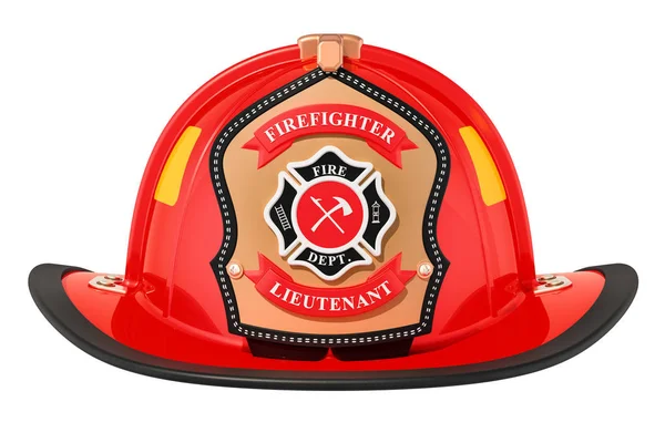 Brandweer Helm Close Rendering Geïsoleerd Witte Achtergrond — Stockfoto