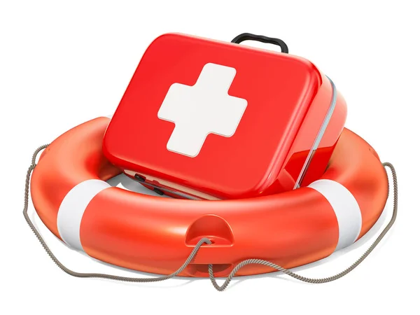 Lifebuoy First Aid Kit Рендеринг Изолирован Белом Фоне — стоковое фото