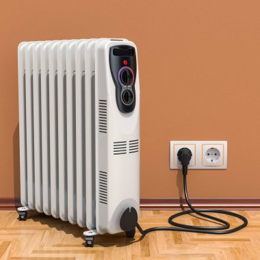 Elektrikli yağ ısıtıcı, yağ dolu radyatör iç, 3d render