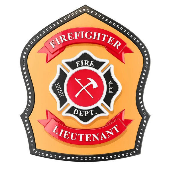 Firefighter Badge Emblem Rendering Isolated White Background — Stock Photo, Image