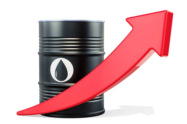 Baril Pétrole Avec Flèche Croissance Rendu — Photo