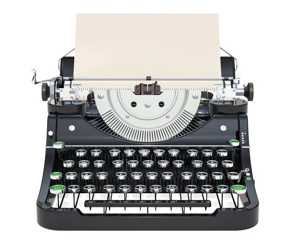 Typewriter Paper Front View Rendering Isolated White Background — Stock Photo, Image
