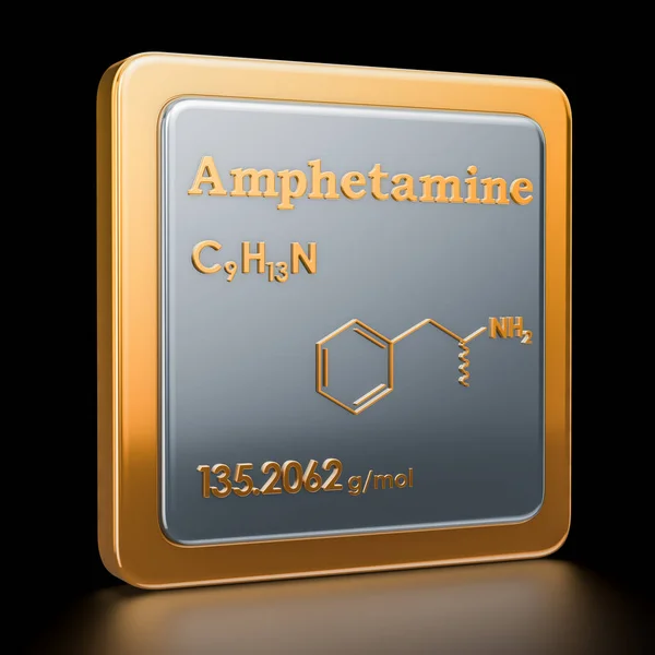 Anfetamina Ícone Fórmula Química Estrutura Molecular Renderização — Fotografia de Stock
