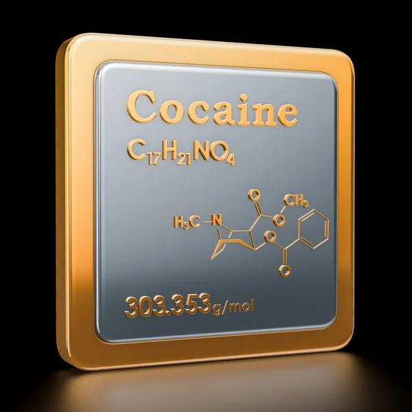 Cocaína Icono Fórmula Química Estructura Molecular Renderizado — Foto de Stock