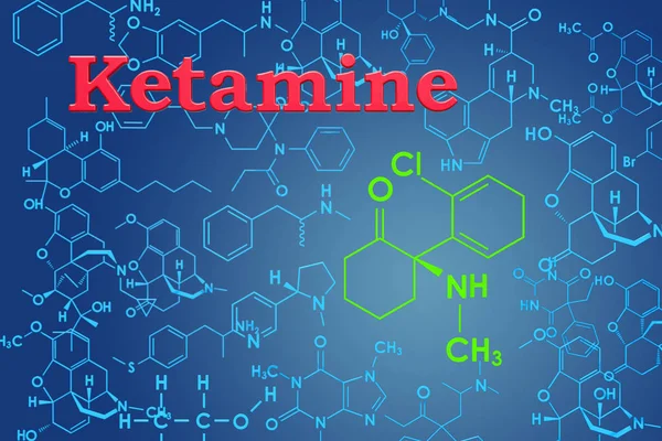 Ketamina Fórmula Química Estrutura Molecular Renderização — Fotografia de Stock