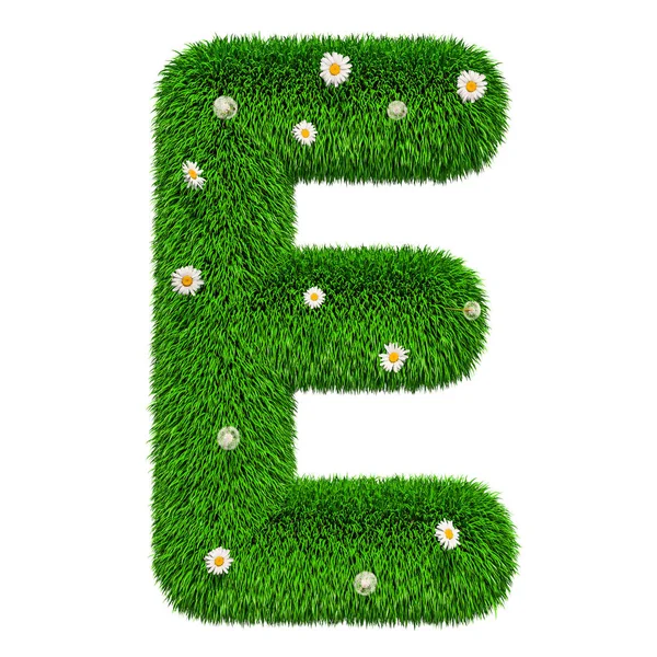 Green Letter Grass Flowers Rendering Isolated White Background — Stock Photo, Image