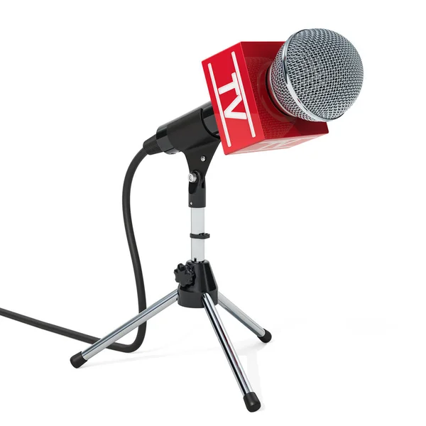 Mikrofon Stand Beyaz Arka Plan Üzerinde Izole Render — Stok fotoğraf