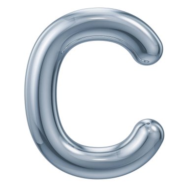 İngilizce metalik harf C, beyaz arka plan üzerinde izole 3d render