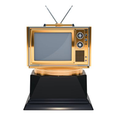 TV ödül kavramı. Beyaz arka plan üzerinde izole 3d render