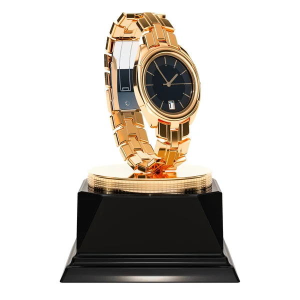 Najlepsze Nadgarstka Zegarek Golden Award Koncepcja Renderowania Białym Tle — Zdjęcie stockowe