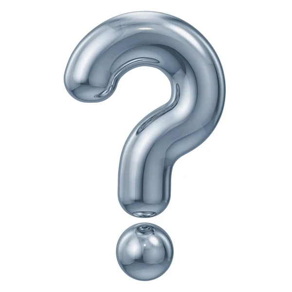 Metallic Question Mark Rendering Isolated White Background — Stock Photo, Image