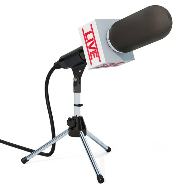 Mikrofon Élő Stand Rendering Elszigetelt Fehér Background — Stock Fotó