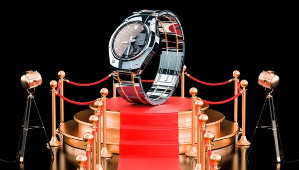Podium with Analog Digital Wrist Watch for men, 3D rendering