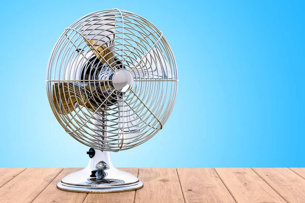 Vintage Table Fan Wooden Table Rendering — Stock Photo, Image