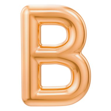 Altın harf B, beyaz arka plan üzerinde izole 3d render