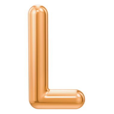 Altın harf L, beyaz arka plan üzerinde izole 3d render