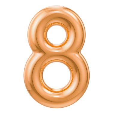 Altın sayı beyaz arka plan üzerinde izole 8, 3d render