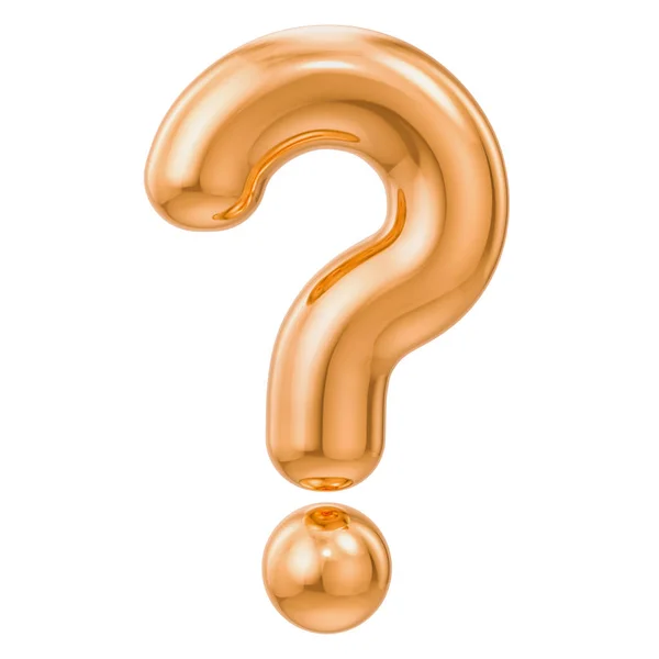 Golden Question Mark Rendering Isolated White Background — Stock Photo, Image