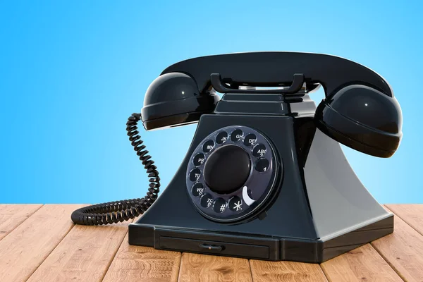 Telefone Retro Mesa Madeira Renderização — Fotografia de Stock