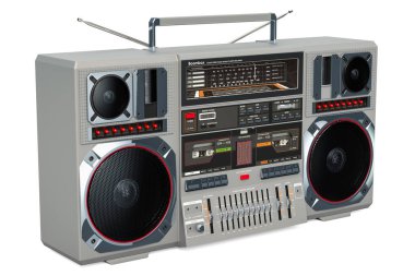 Retro Boombox 1980'lerde ahşap Tablo 3B oluşturma