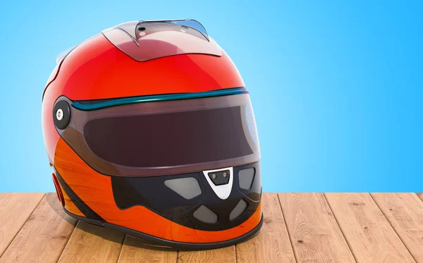 Racing Helm Houten Tafel Rendering — Stockfoto