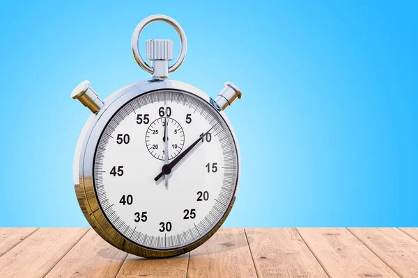 Stopwatch Houten Tafel Rendering — Stockfoto