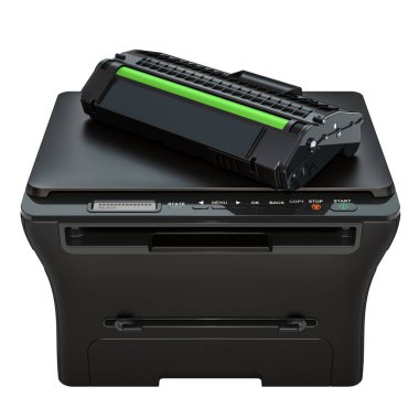 Çok işlevli yazıcı toner kartuşu, beyaz arka plan üzerinde izole 3d render ile