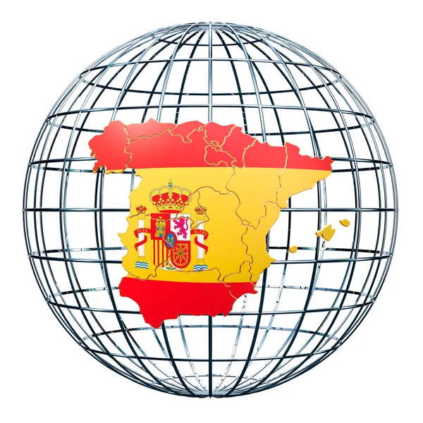 Spanska Karta Jorden Globen Rendering Isolerad Vit Bakgrund — Stockfoto