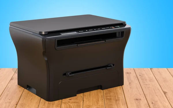 Multifunction Printer Mfp Wooden Table Rendering — Stock Photo, Image