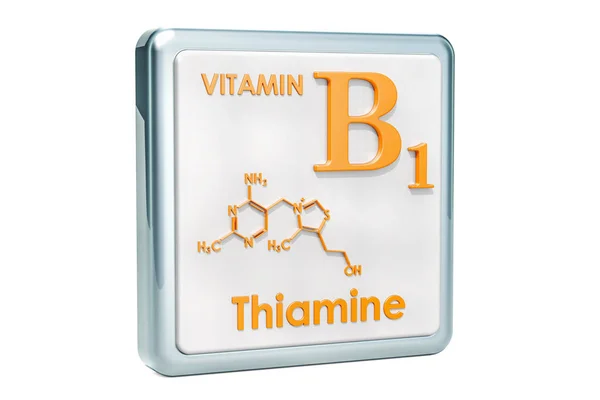 Vitamine Thiamine Icône Formule Chimique Structure Moléculaire Sur Fond Blanc — Photo