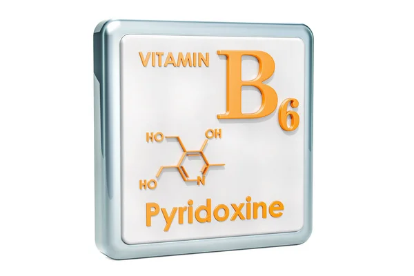 Vitamina Piridoxina Ícone Fórmula Química Estrutura Molecular Sobre Fundo Branco — Fotografia de Stock