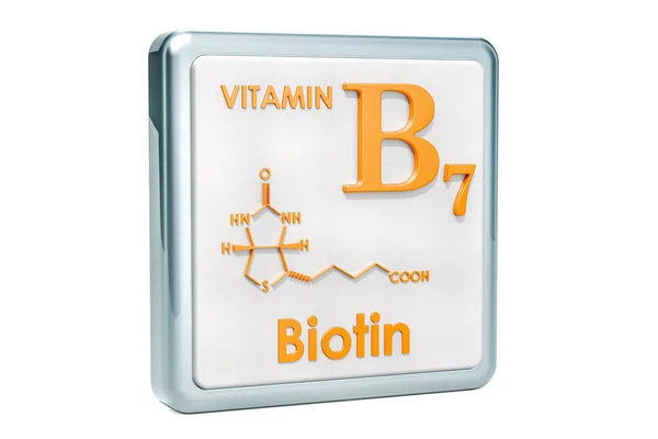 Vitamina Biotina Icona Formula Chimica Struttura Molecolare Fondo Bianco Rendering — Foto Stock