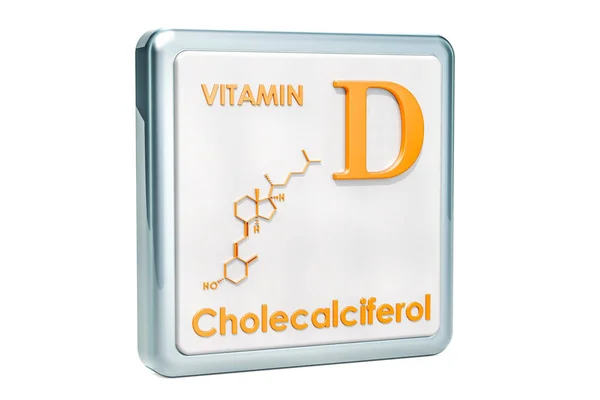 Vitamina Colecalciferol Ícone Fórmula Química Estrutura Molecular Sobre Fundo Branco — Fotografia de Stock