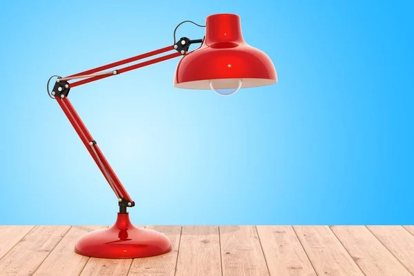 Desk Lamp Wooden Table Rendering — Stock Photo, Image