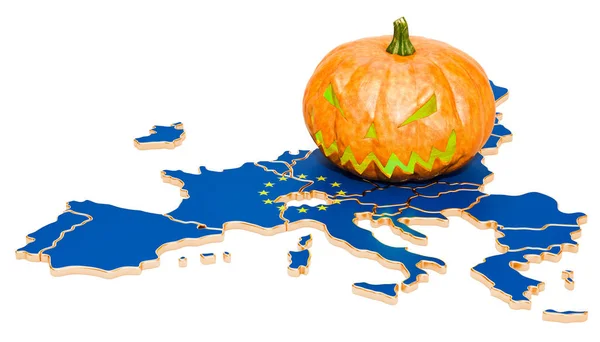Halloween Koncepcji Unii Europejskiej Renderowania Białym Tle — Zdjęcie stockowe