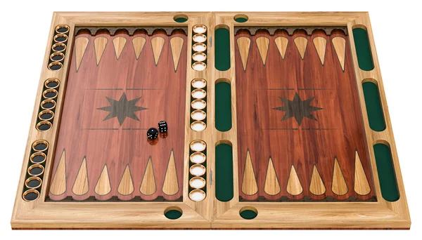 Backgammon Bordspel Rendering Geïsoleerd Witte Achtergrond — Stockfoto