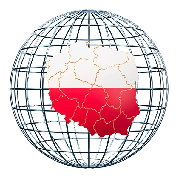 Польська Карта Земну Кулю Рендерінг Ізольовані Білому Тлі — стокове фото