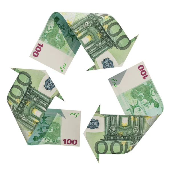 Recycle Symbol Euro Rendering Isolated White Background — Stock Photo, Image