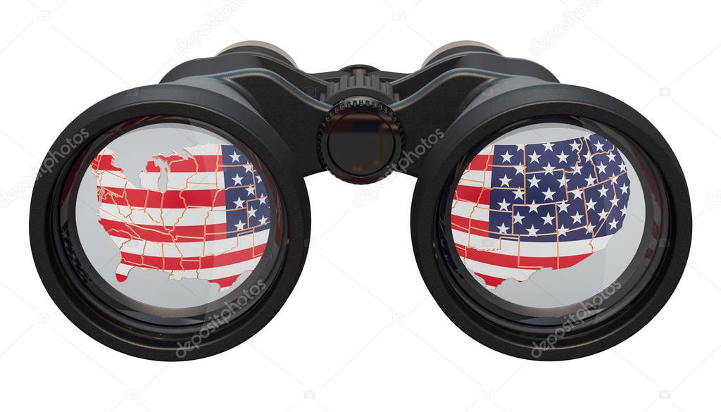 Espionage in the USA concept, 3D rendering isolated on white background