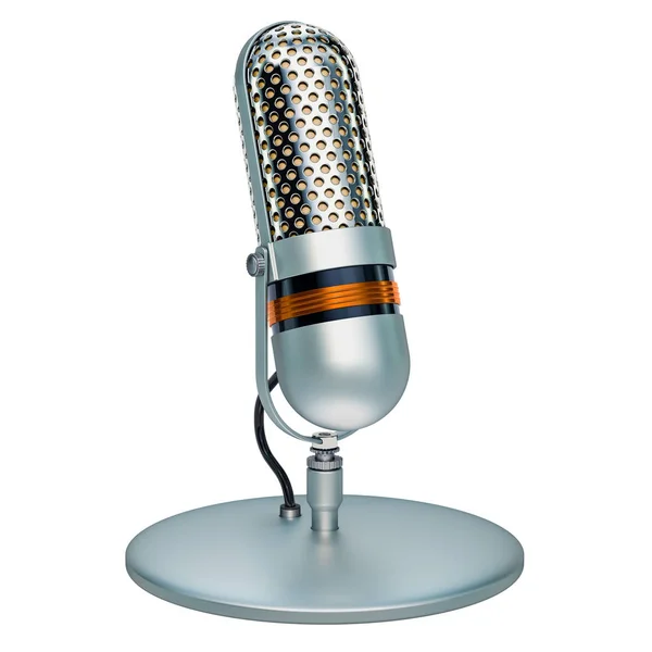 Retro Mikrofon Beyaz Arkaplanda Görüntüleme Izole Edildi — Stok fotoğraf