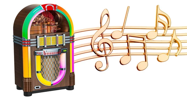 Concepto Musical Jukebox Con Notas Musicales Representación Aislada Sobre Fondo — Foto de Stock