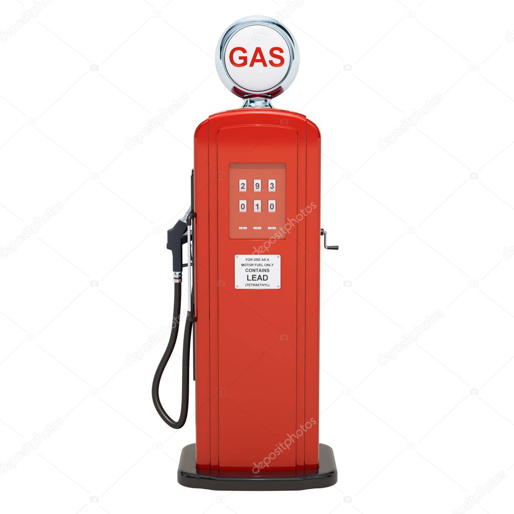 Retro Gas Pump. 3D rendering isolated on white background