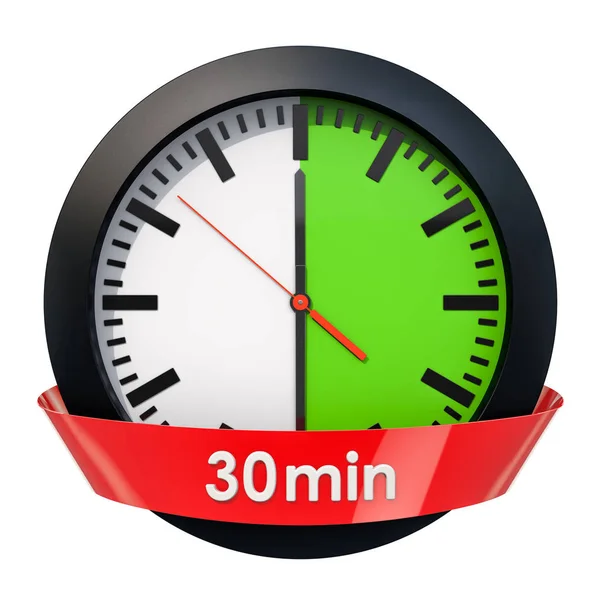 钟面30分钟定时器 在白色背景上隔离的3D — 图库照片
