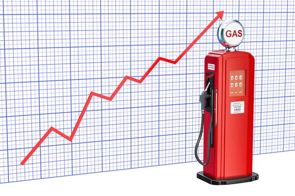 Gas Pump Growing Chart Rendering Isolated White Background — Stock Photo, Image