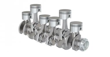 Düz-altı motor hareket, animasyon. Beyaz arka plan üzerinde izole 3d render