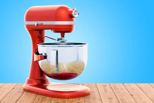 Red Stand Kitchen Mixer Retro Design Wooden Table Rendering — Stock Photo, Image