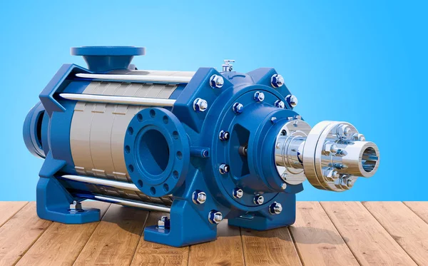 Horisontell Flerstegs Centrifugalpump Trä Bordet Rendering — Stockfoto