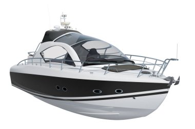 Modern motorlu tekne, beyaz arka plan üzerinde izole 3d render
