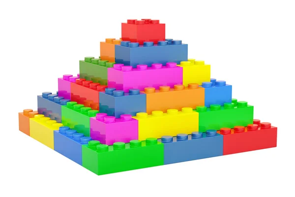 Piramide Van Plastic Bouwstenen Rendering — Stockfoto