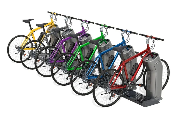 Ποδήλατα Σταθμό Ποδηλάτων Concept Ενοικίασης Ποδηλάτων Rendering — Φωτογραφία Αρχείου